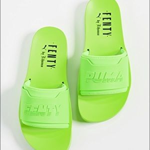 fenty lime green slides